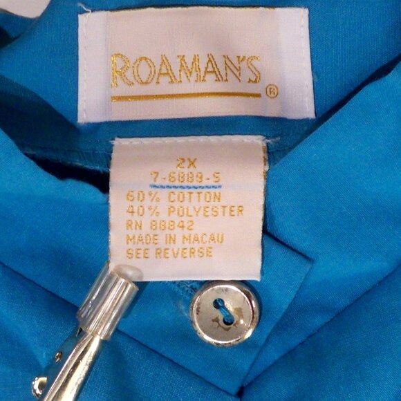 Roamans, Blue *Button Up Shirt 2X - Picture 5 of 6